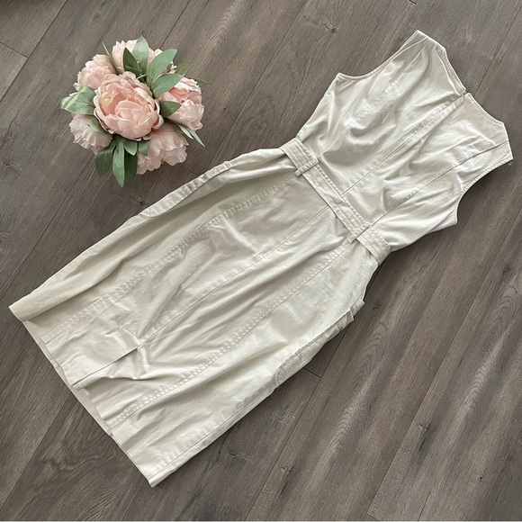 Calvin Klein Cream Khaki Utility Belted Midi Sheath Dress - Picture 4 of 5